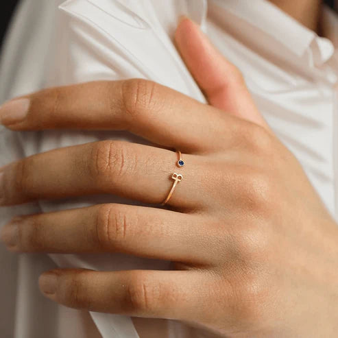 Custom Initial Birthstone Ring