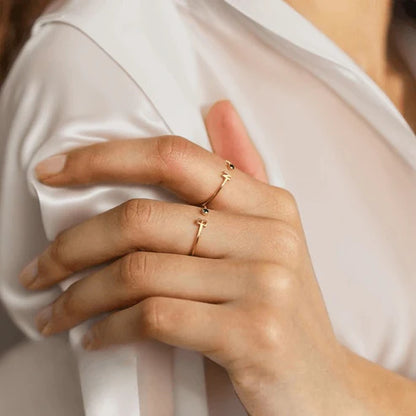 Custom Initial Birthstone Ring