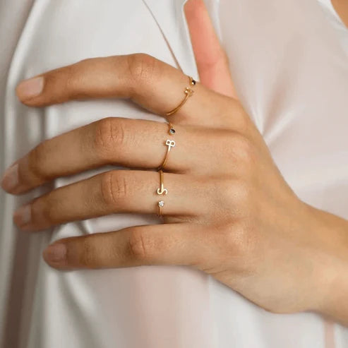 Custom Initial Birthstone Ring