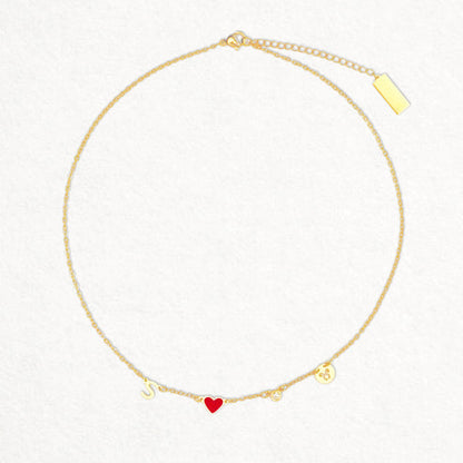 Custom Initial Heart Necklace with Birthstone and Zodiac Sign