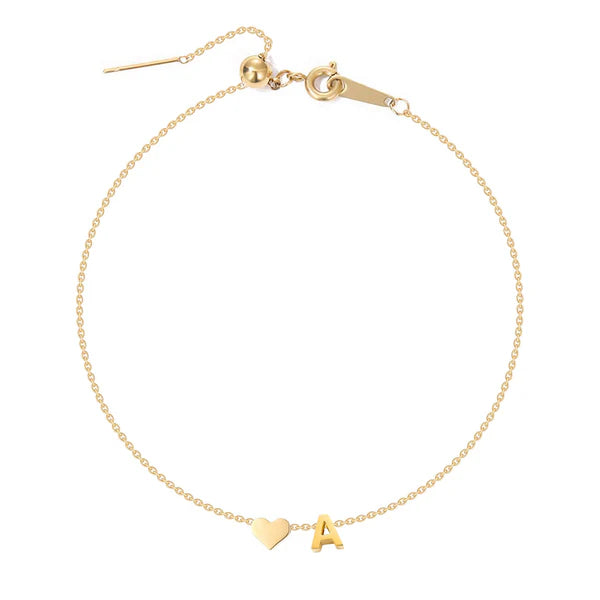 Dainty Initial Heart Bracelet