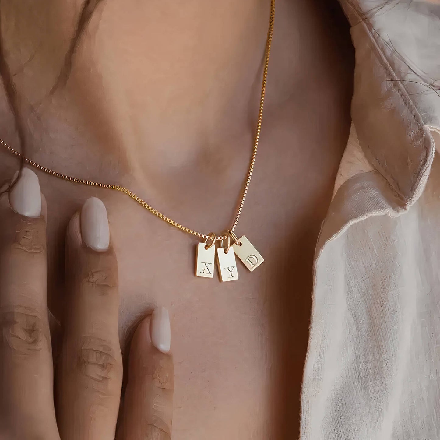 Dainty Initial Tag Stacker Necklace
