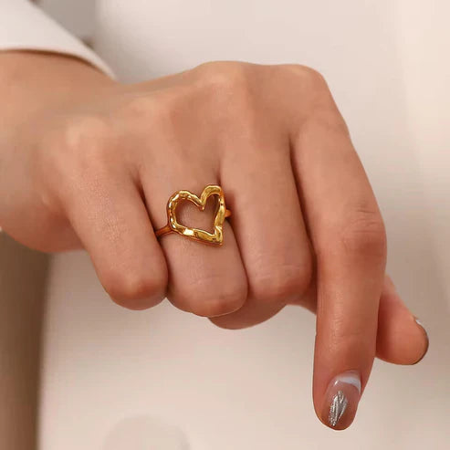 Hammered Heart Ring