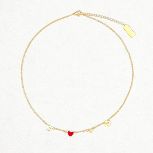 Custom Initial Heart Necklace with Birthstone and Zodiac Sign