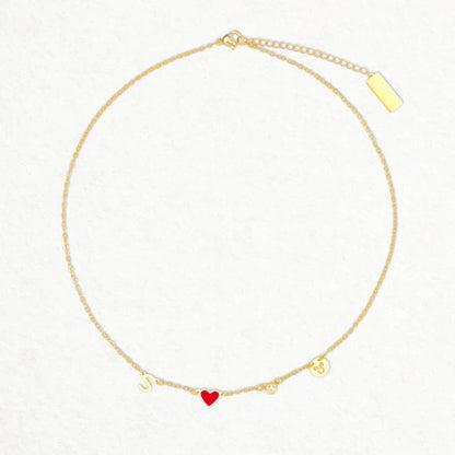 Custom Initial Heart Necklace with Birthstone and Zodiac Sign