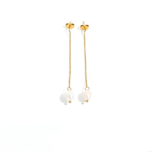 Long Chain Freshwater Pearl Earrings