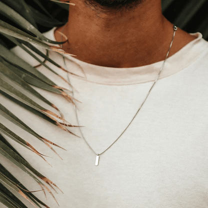 Mens Square Chain Pendant Necklace