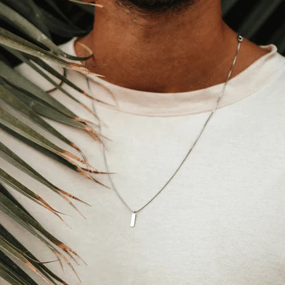Mens Square Chain Pendant Necklace