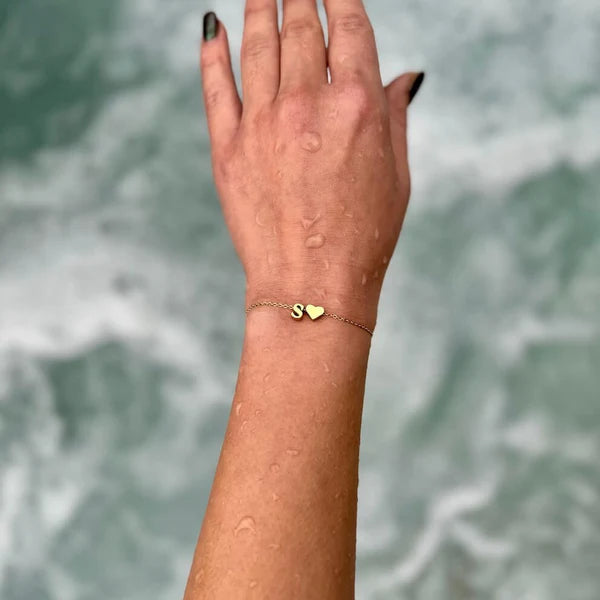 Dainty Initial Heart Bracelet