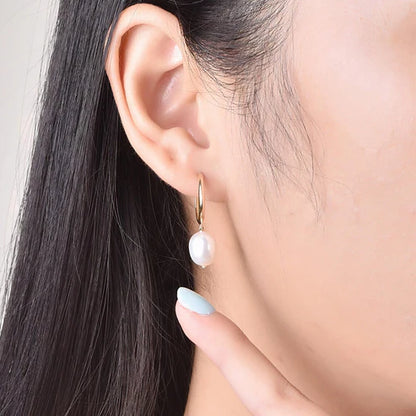Freshwater Baroque Pearl Hoop Earrings