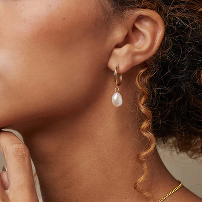 Freshwater Baroque Pearl Hoop Earrings