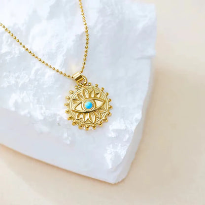 Sunburst Evil Eye Pendant Necklace
