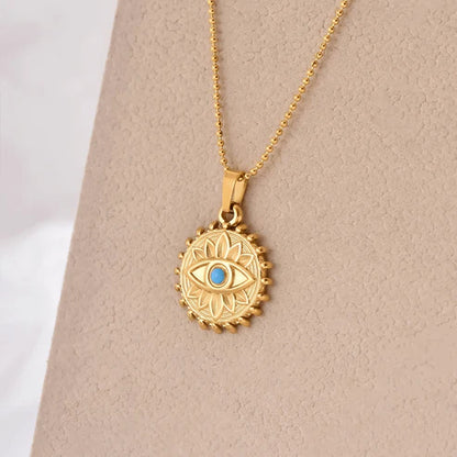 Sunburst Evil Eye Pendant Necklace
