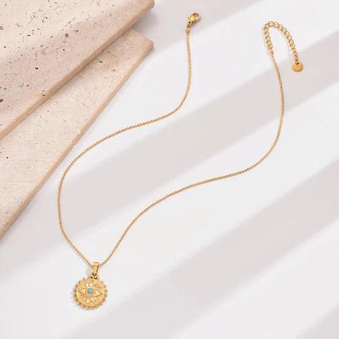 Sunburst Evil Eye Pendant Necklace