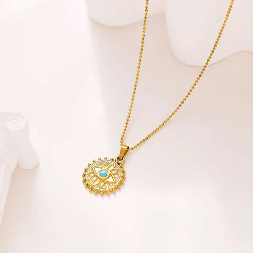 Sunburst Evil Eye Pendant Necklace