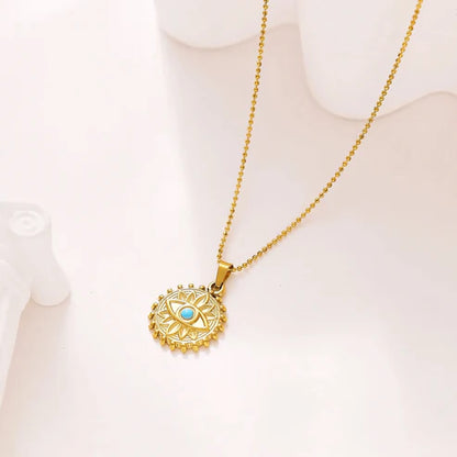 Sunburst Evil Eye Pendant Necklace