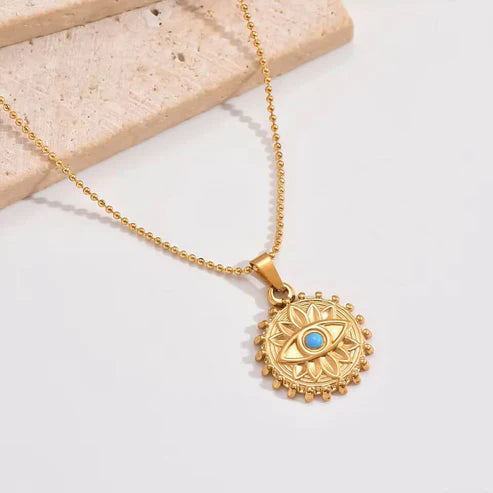 Sunburst Evil Eye Pendant Necklace