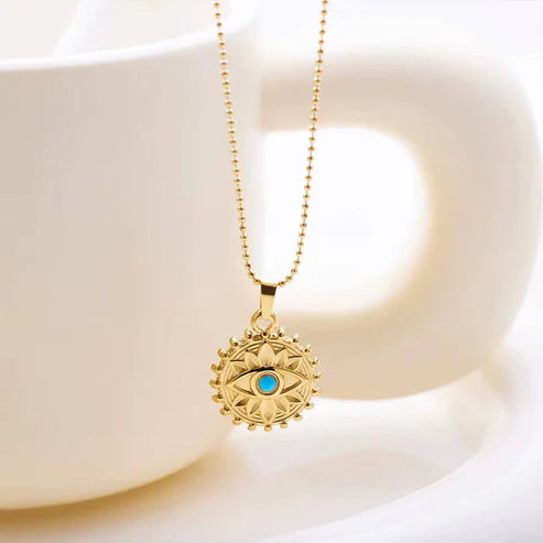 Sunburst Evil Eye Pendant Necklace
