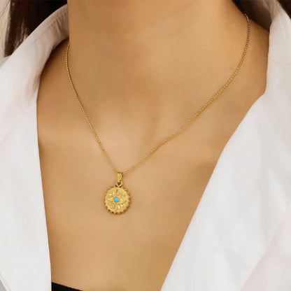 Sunburst Evil Eye Pendant Necklace