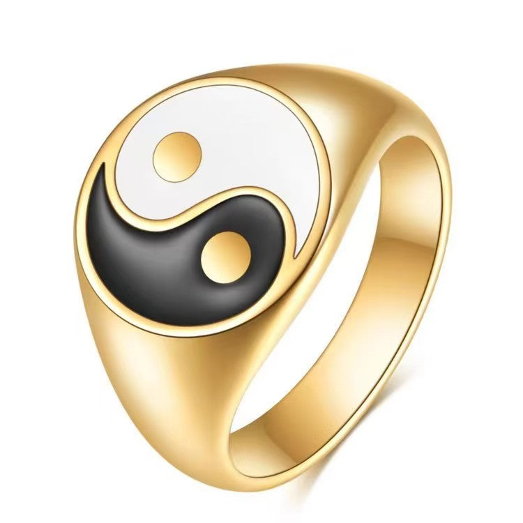 Unisex Yin Yang Enamel Ring