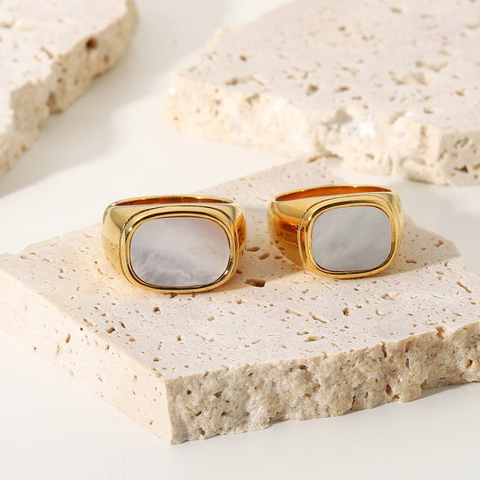 Chunky Mother of Pearl Signet Ring