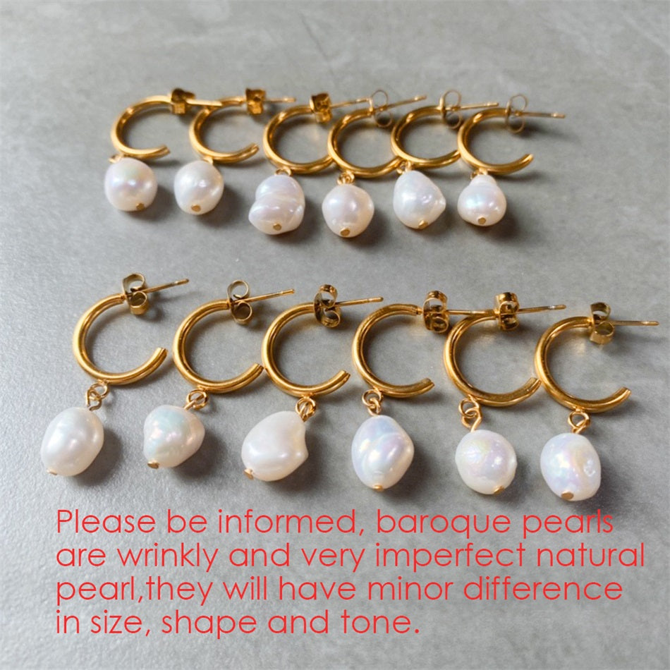 Freshwater Baroque Pearl Hoop Earrings