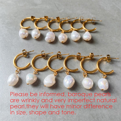 Freshwater Baroque Pearl Hoop Earrings