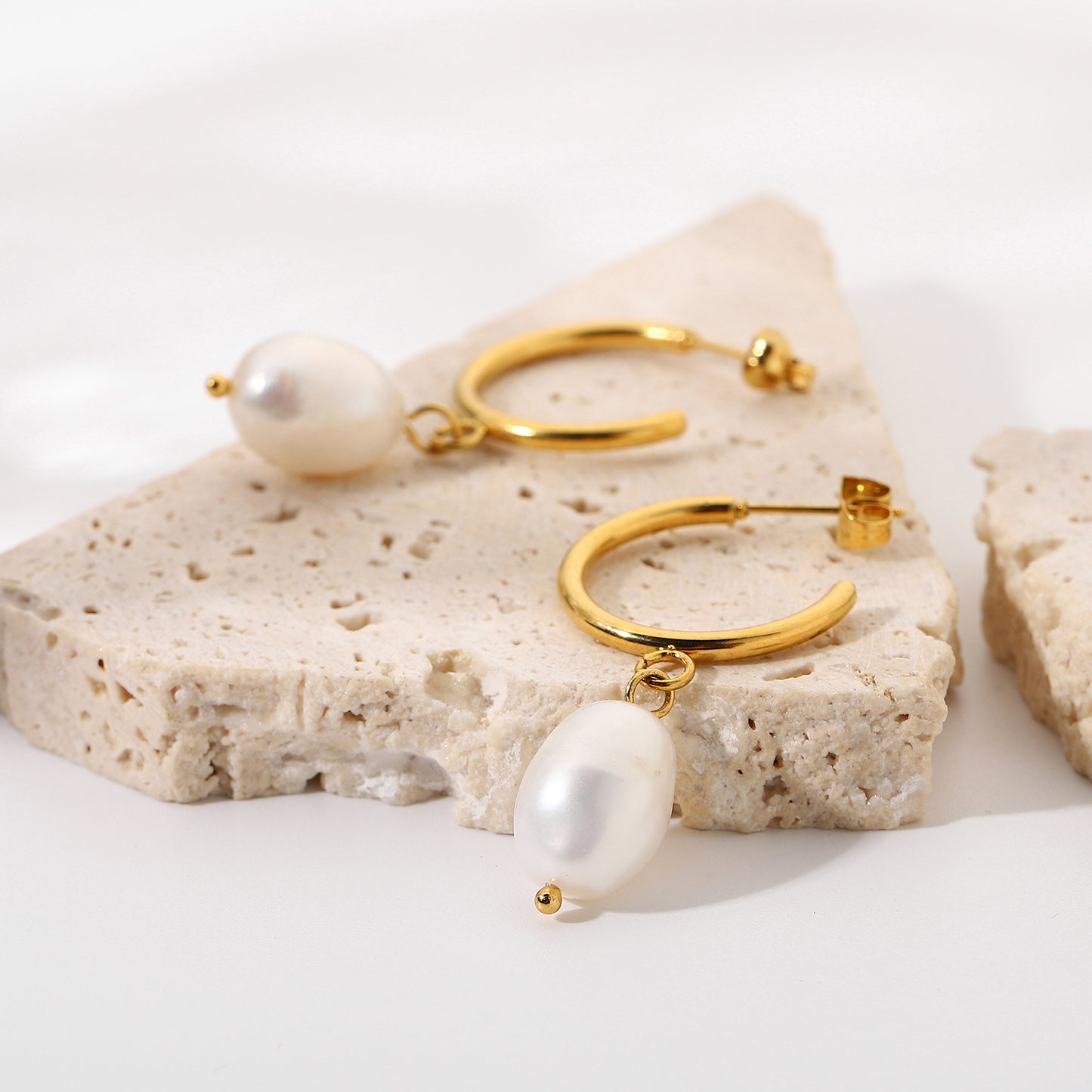 Freshwater Baroque Pearl Hoop Earrings