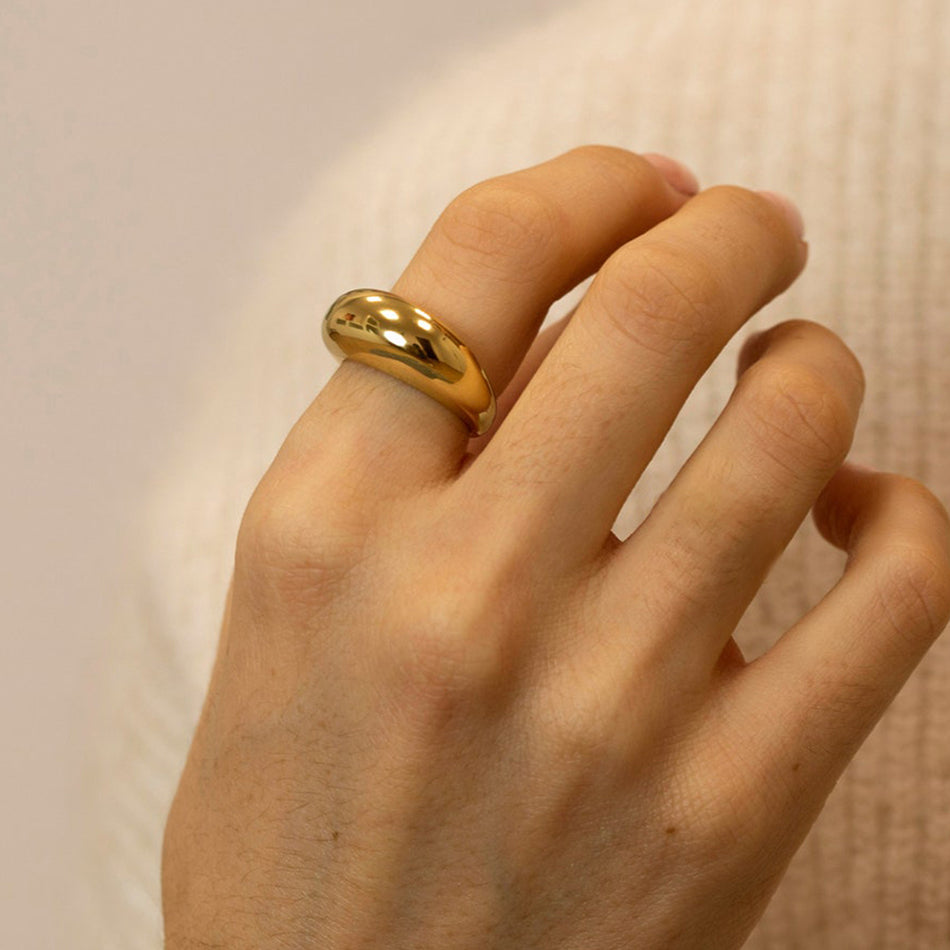 Smooth Dome 18K Gold Plated Band Ring