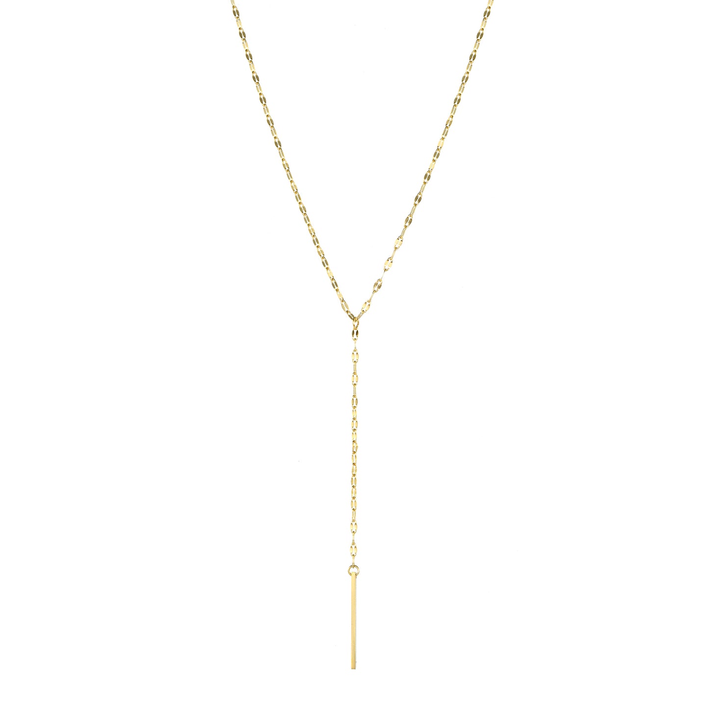 Gold Plated Lace Chain Adjustable Y-Drop Bar Necklace