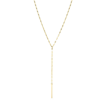 Gold Plated Lace Chain Adjustable Y-Drop Bar Necklace