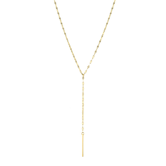 Gold Plated Lace Chain Adjustable Y-Drop Bar Necklace