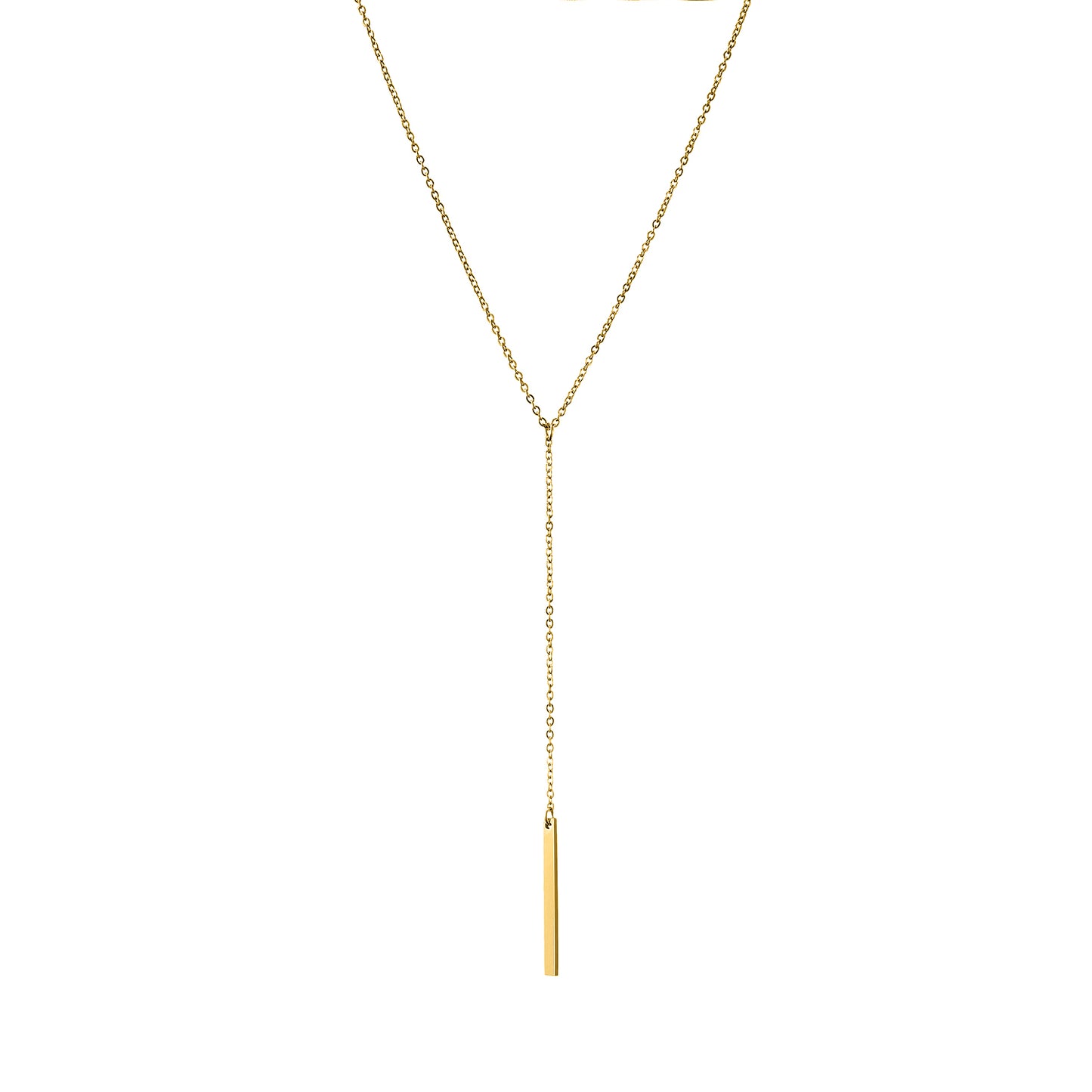 Gold Plated Minimalist Y-Bar Lariat Necklace