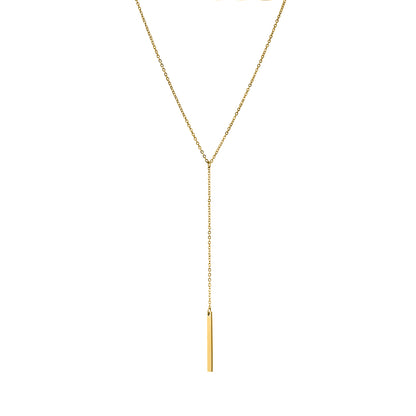 Gold Plated Minimalist Y-Bar Lariat Necklace