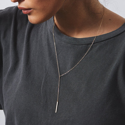Gold Plated Minimalist Y-Bar Lariat Necklace
