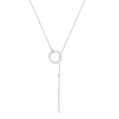 18K Gold Plated Circle Bar Y-Drop Necklace