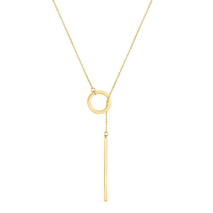 18K Gold Plated Circle Bar Y-Drop Necklace