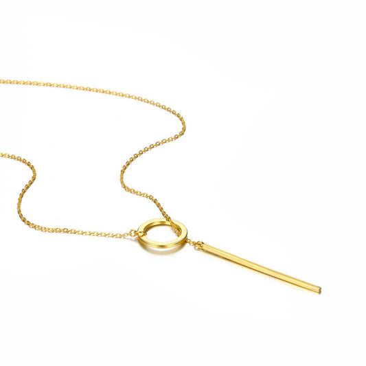 18K Gold Plated Circle Bar Y-Drop Necklace