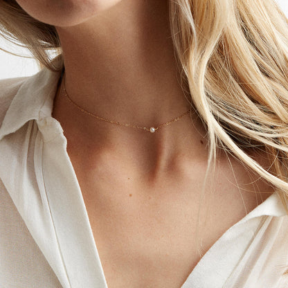 Dainty Single Pearl Necklace