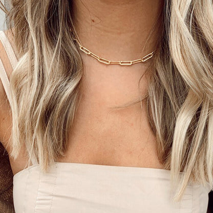 Gold Plated Paperclip Chain Necklace