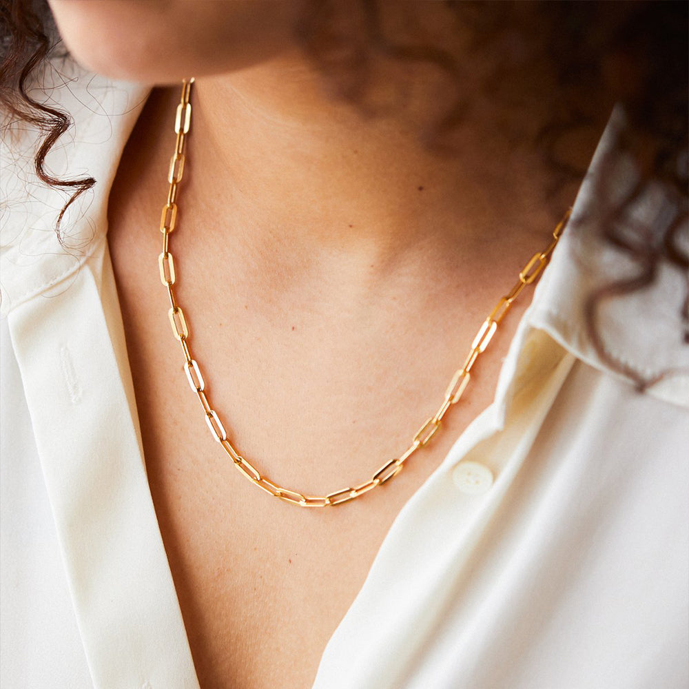 Gold Plated Paperclip Chain Necklace