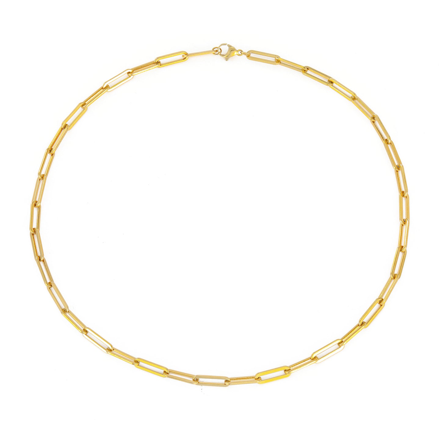 Gold Plated Paperclip Chain Necklace