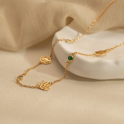 Custom Sideway Birthflower Birthstone Necklace