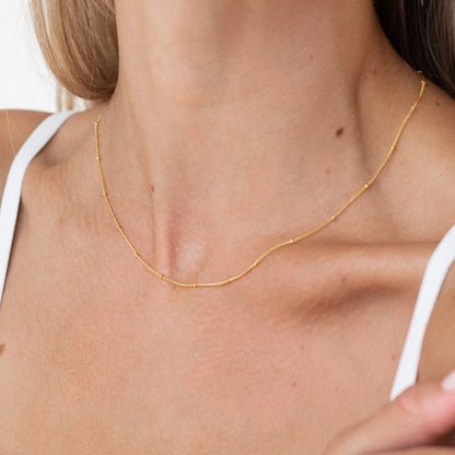 Gold Plated Beaded Chain Necklace