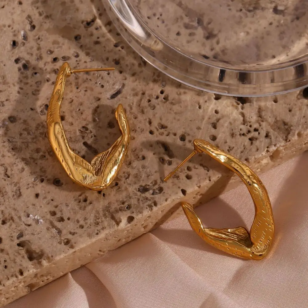 Chunky Irregular C Shaped Earrings