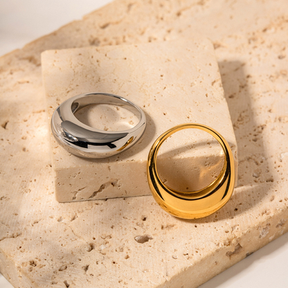 Smooth Dome 18K Gold Plated Band Ring