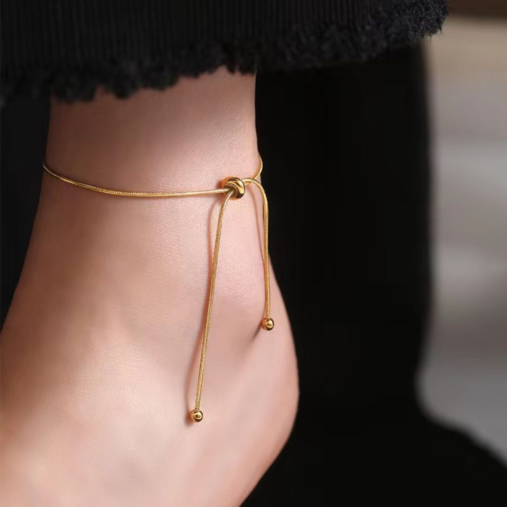 Adjustable Crossover Snake Chain Anklet