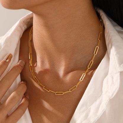 Gold Plated Paperclip Chain Necklace