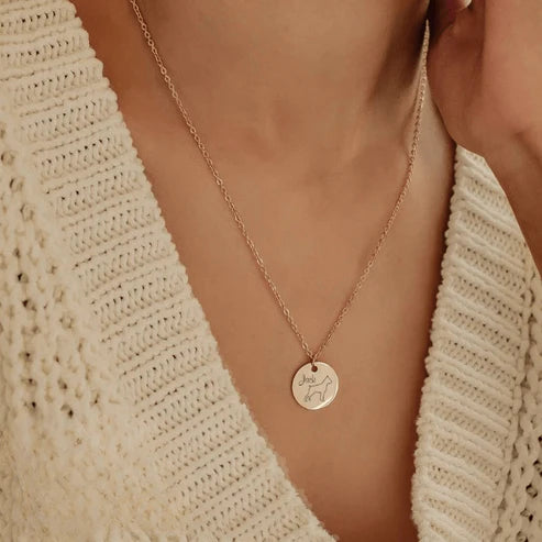 Custom Dog Name Coin Pendant Necklace