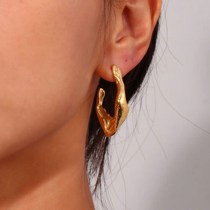Chunky Irregular C Shaped Earrings
